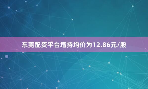 东莞配资平台增持均价为12.86元/股