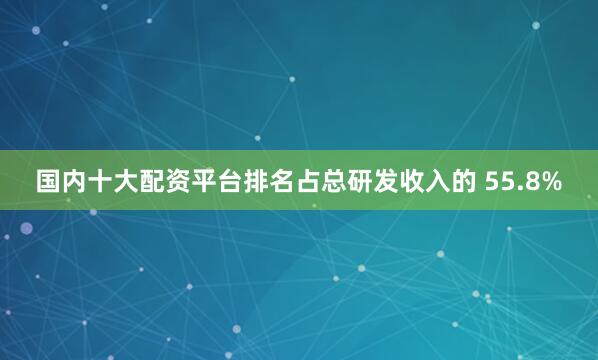 国内十大配资平台排名占总研发收入的 55.8%